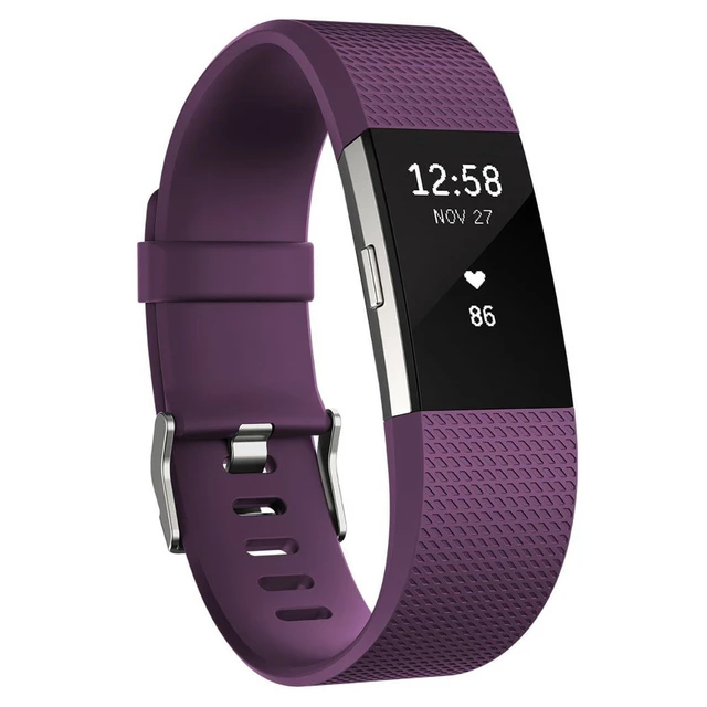 Fitness náramek Fitbit Charge 2 Plum Silver