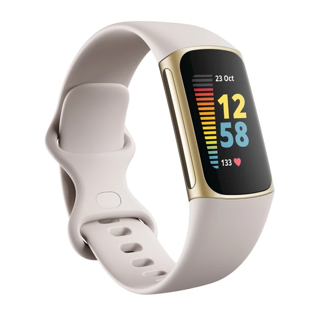 Fitness náramek Fitbit Charge 5 Lunar White/Soft Gold Stainless Steel