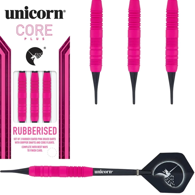 Šipky Unicorn Core Plus Rubberised Brass Pink 3ks - 2.jakost
