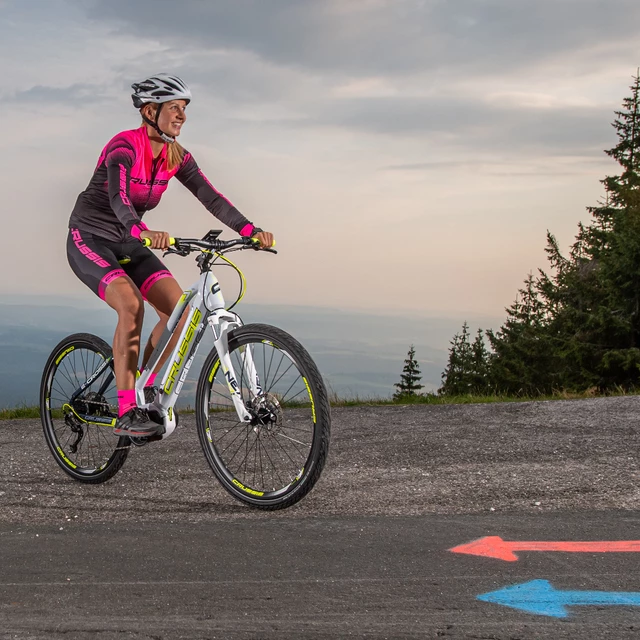 Crussis Damen Radtrikot mit langen Ärmeln - schwarz-rosa