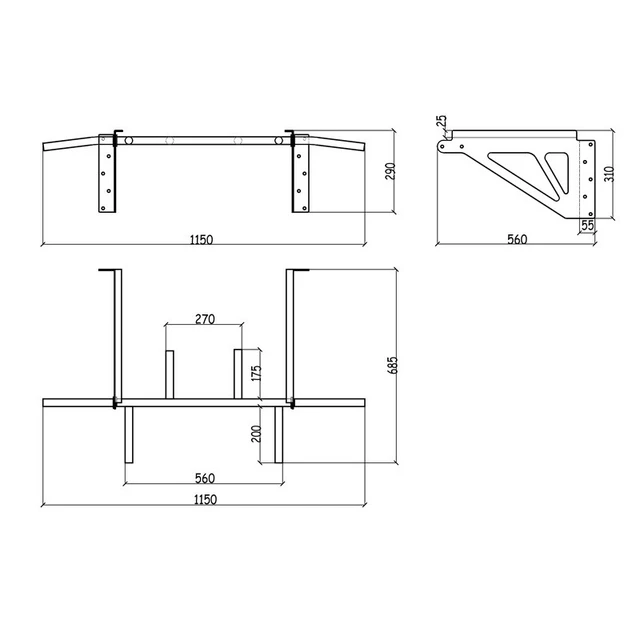 Wall-Mounted Pull-Up Bar BenchK D9