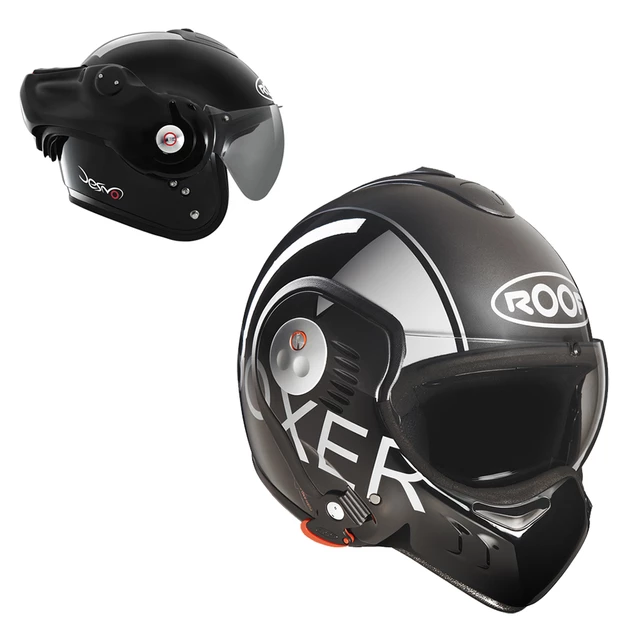 COPY - Motorcycle helmet ROOF Boxer V8 Grafic - Black-Grey - Black-Grey