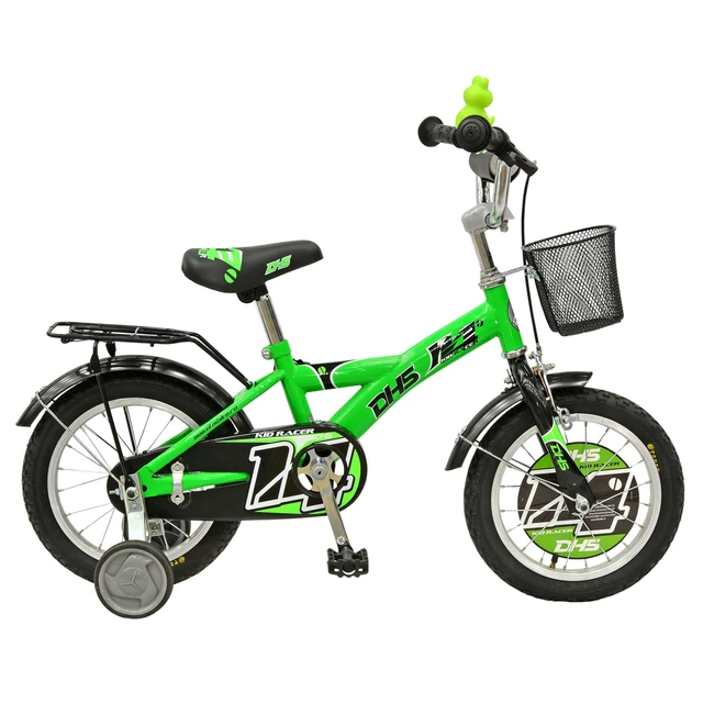 Detský bicykel DHS Kid Racer 1401 14" - zelená