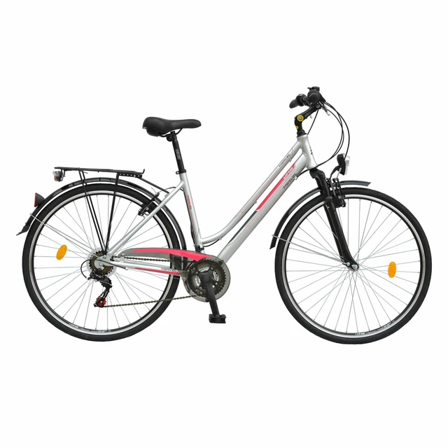 Dámsky trekingový bicykel DHS Travel 2854 28" - model 2015 - strieborno-červená