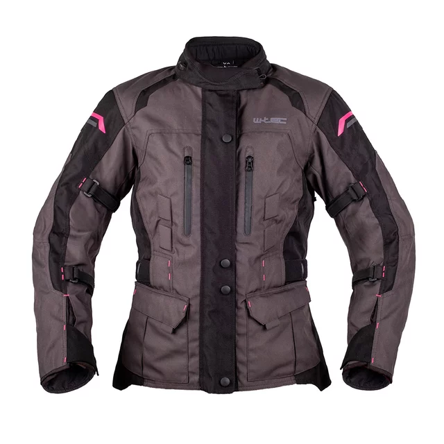 Dámská moto bunda W-TEC Barbata - černo-šedo-růžová - černo-šedo-růžová