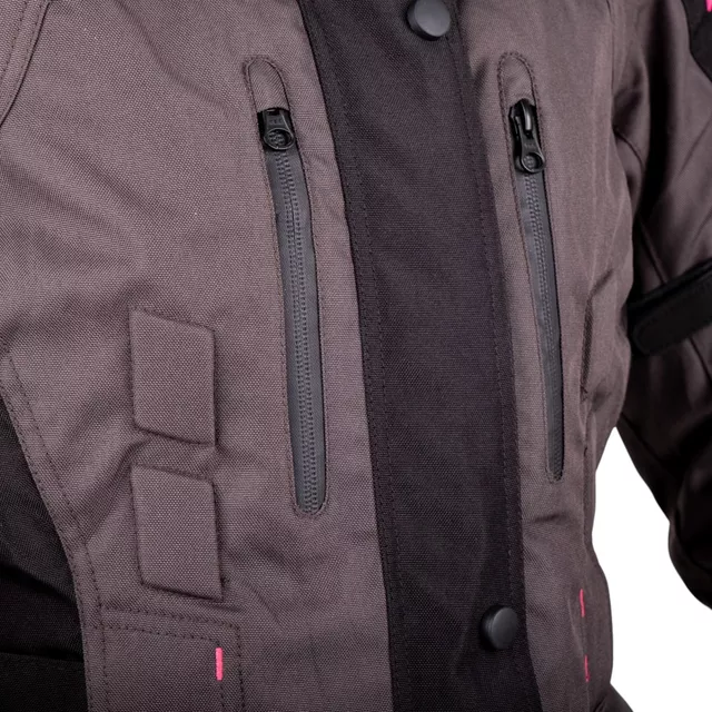 Dámská moto bunda W-TEC Barbata - černo-šedo-růžová
