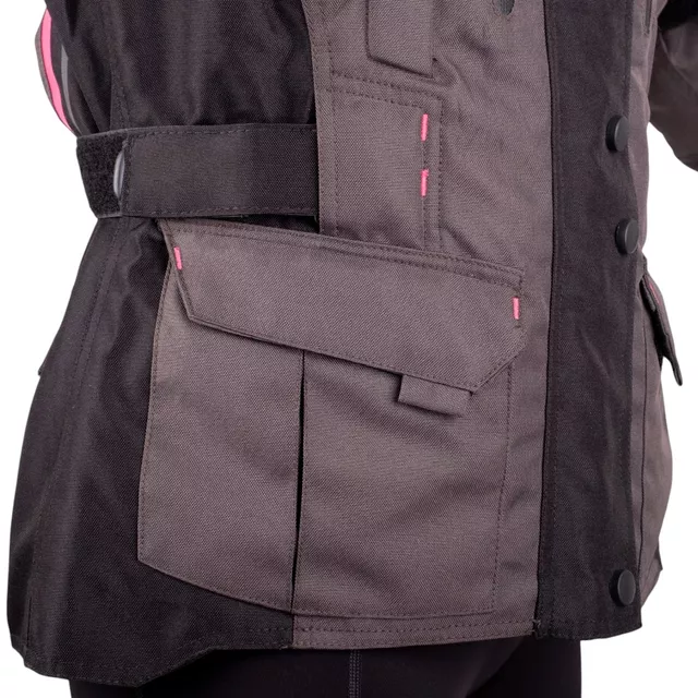 Dámská moto bunda W-TEC Barbata - černo-šedo-růžová