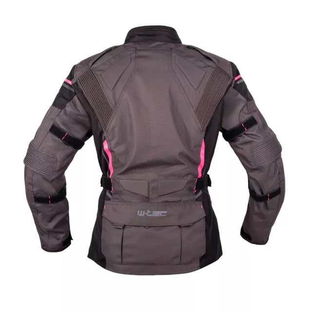Dámská moto bunda W-TEC Barbata - černo-šedo-růžová