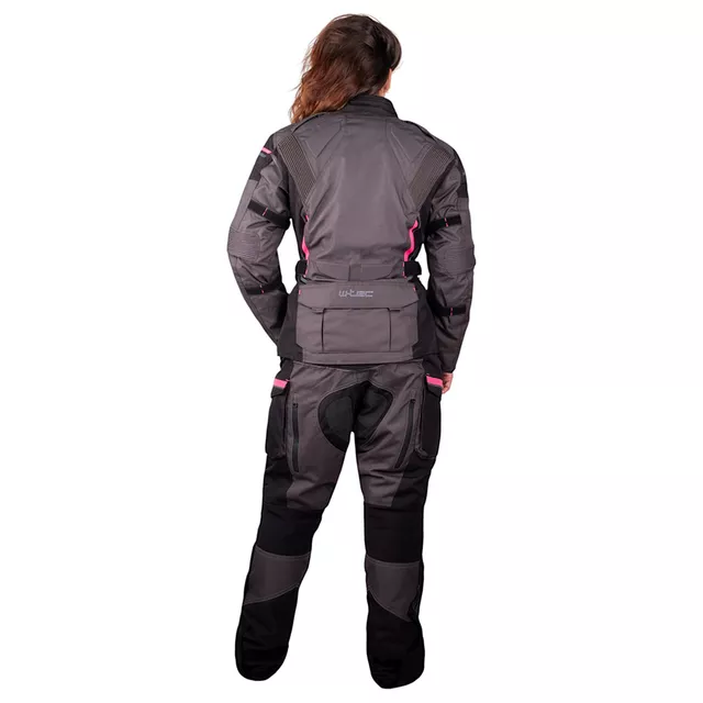 Dámská moto bunda W-TEC Barbata - černo-šedo-růžová