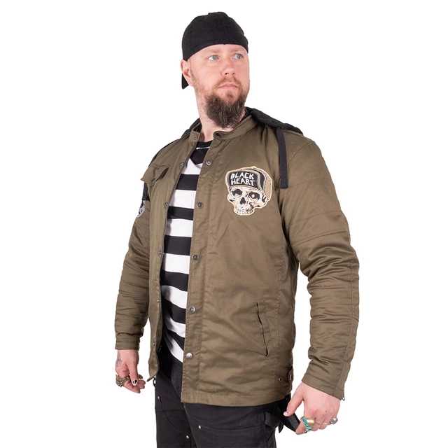 Férfi Aramid-szálas motoros kabát W-TEC Black Heart Hat Skull Jacket - Khaki, M