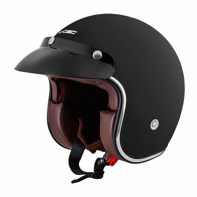 Kask motocyklowy otwarty W-TEC YM-629 - czarny matowy z brązową wyściółką