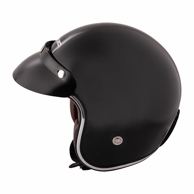 W-TEC YM-629 Motorradhelm - mattschwarz mit brauner Polsterung