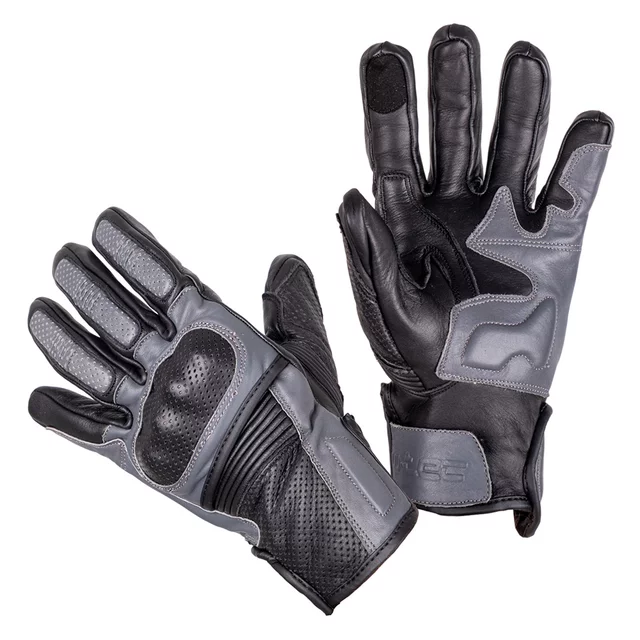 Kožené moto rukavice W-TEC Boldron - černo-šedá - černo-šedá
