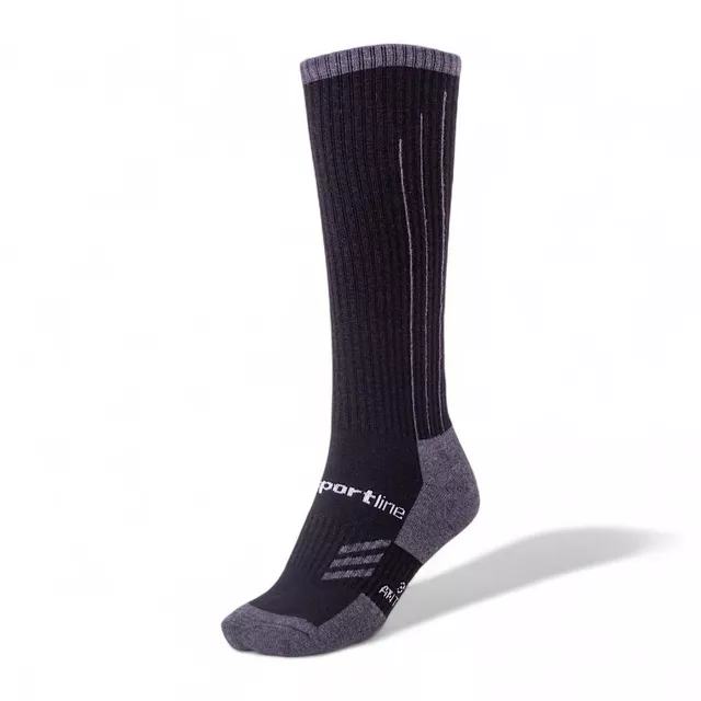 Merino podkolenky inSPORTline Meritic Ski AG+ antibakteriální - černo-šedá