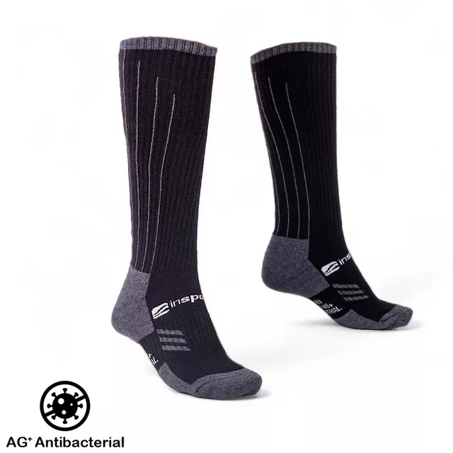 Merino podkolenky inSPORTline Meritic Ski AG+ antibakteriální - černo-šedá - černo-šedá