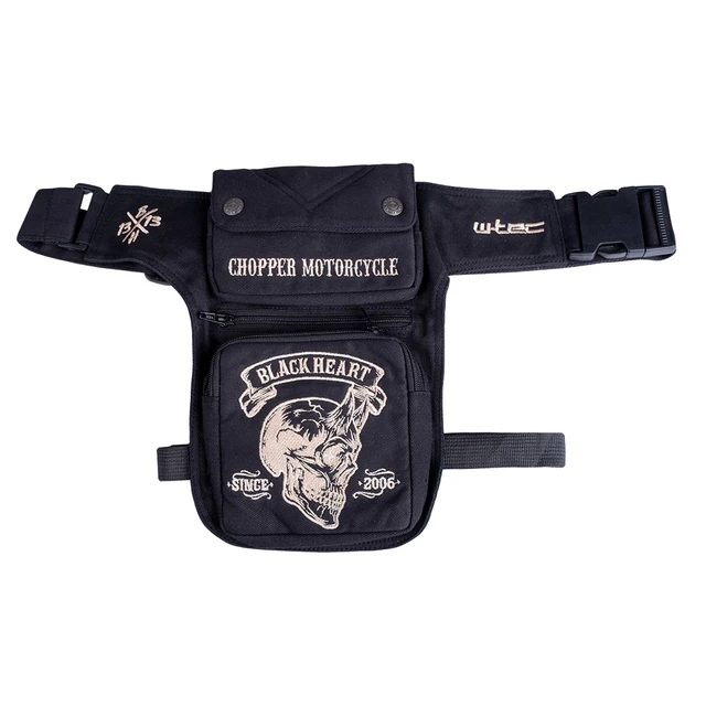 Motorcycle Thigh Bag W-TEC Black Heart Devil Skull Black Tex