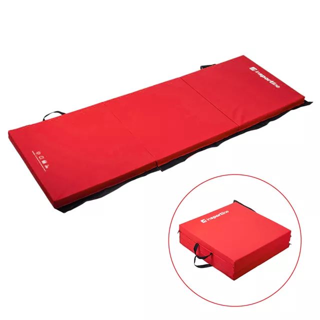 Skládací gymnastická žíněnka inSPORTline Trifold 180x60x5 cm - hnědá - červená