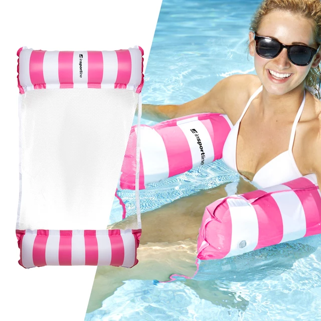 Pompowany materac leżak basenowy inSPORTline WaveBed - Różowy