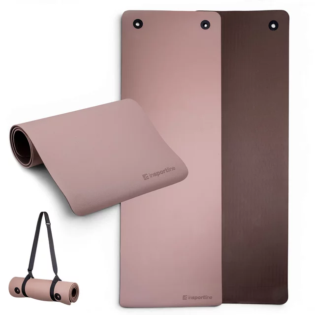 Podložka na cvičení inSPORTline Kikami 180x61x0,8 cm - bamboo beige-hnědá - bamboo beige-hnědá