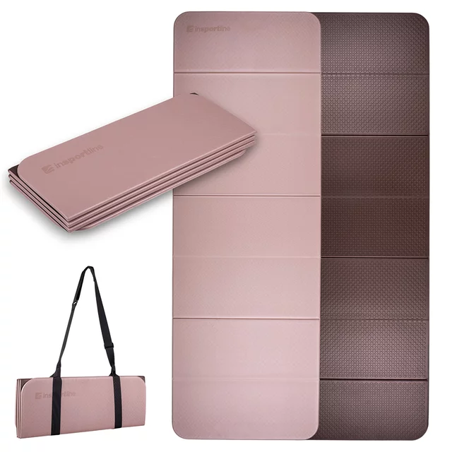 Skládací podložka na cvičení inSPORTline Misette 180x61x0,8 cm - modro-černá - bamboo beige-hnědá