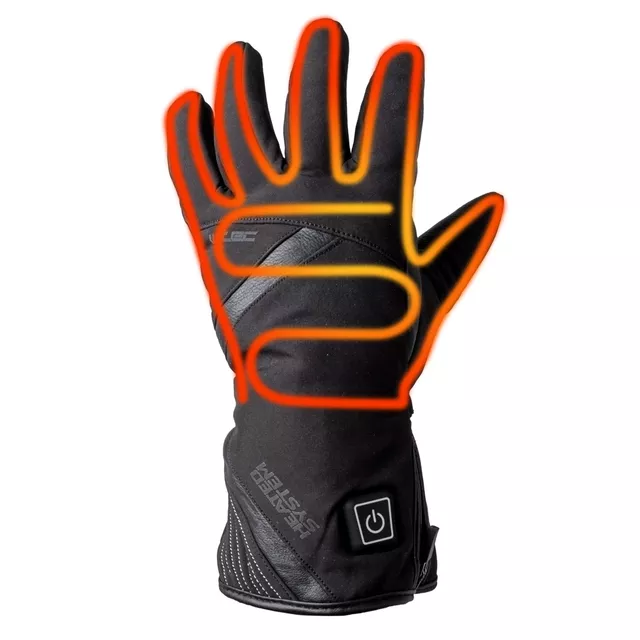 Vyhřívané moto a lyžařské rukavice W-TEC HEATnoir 2x2000 mAh - černá