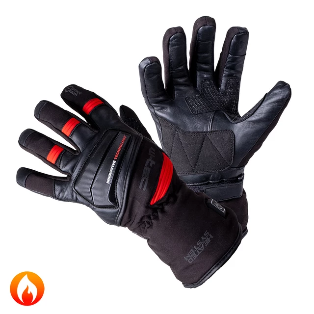 W-TEC HEATamo Beheizte Motorrad- und Skihandschuhe - schwarz-rot