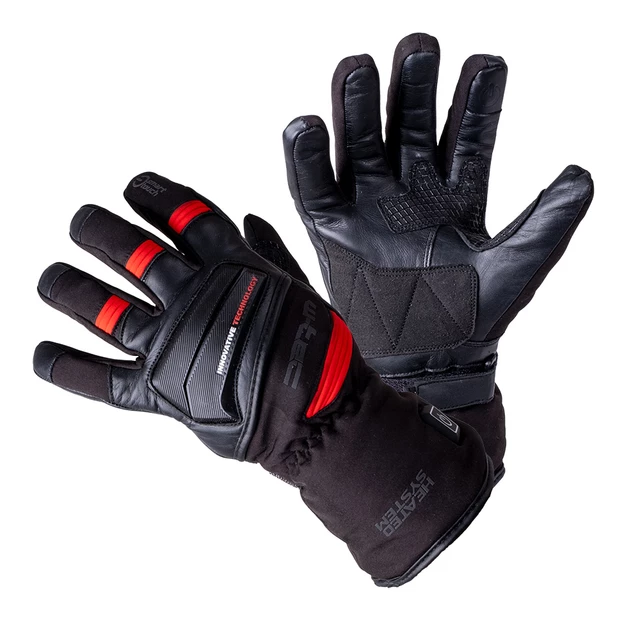 Мото/вело ръкавици с подгряване W-TEC HEATamo - черно и червен, M - черно и червен