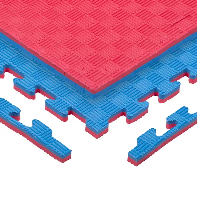 inSPORTline Sazegul 100x100x2 cm Puzzle Tatami-Matte - šedo-černá, vzor 5 proužků - červeno-modrá, vzor 5 proužků