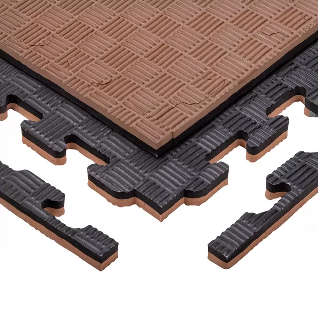 inSPORTline Sazegul 100x100x2 cm Puzzle Tatami-Matte - šedo-černá, vzor 5 proužků - mocha mousse-černá, vzor 5 proužků