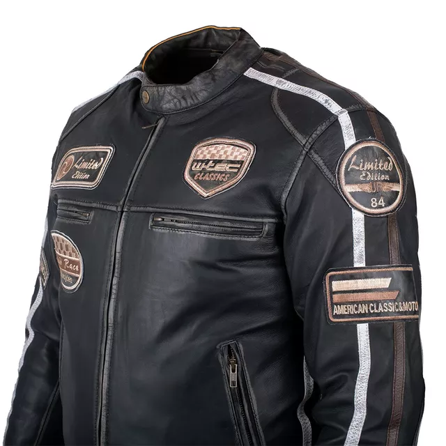 Men’s Leather Motorcycle Jacket W-TEC Sheawen Vintage