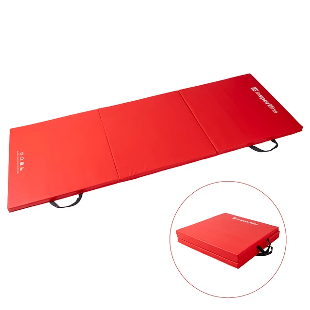 Składany materac gimnastyczny mata inSPORTline Trifold 195x90x5 cm - Czerwony