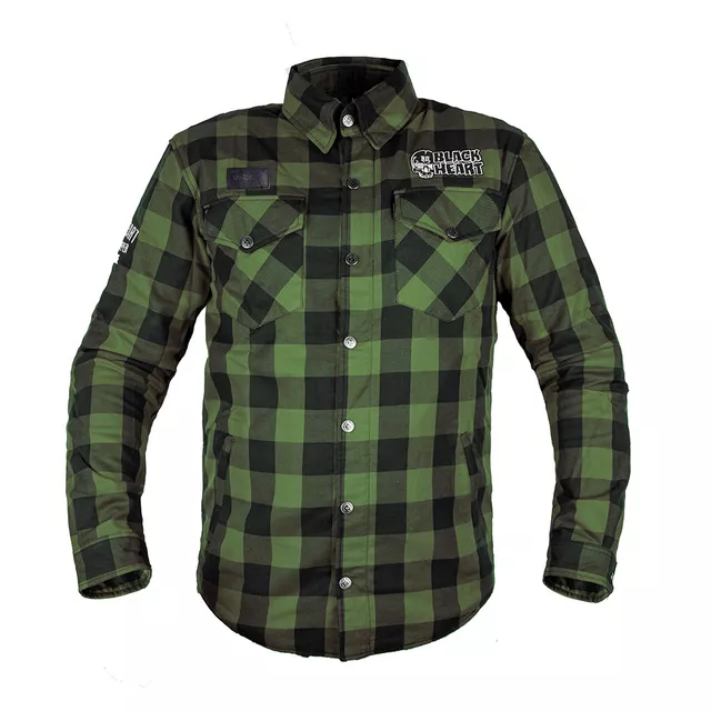 Moto košile W-TEC Black Heart Rattlesneak - zeleno-černá kostkovaná