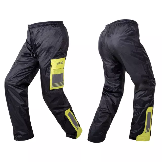Pláštěnkové moto kalhoty W-TEC Colnari - černá-fluo zelená - černá-fluo zelená