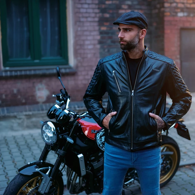 W-TEC Elcabron Leder Motorradjacke - schwarz