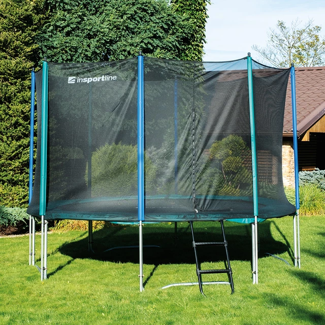 Trampolina ogrodowa z siatką i drabinką inSPORTline Green 430 cm