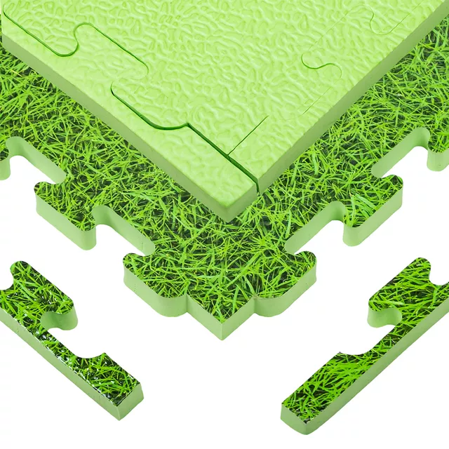 Puzzle tatami podložka inSPORTline Zemalpro 100x100x2 cm - motiv trávníku