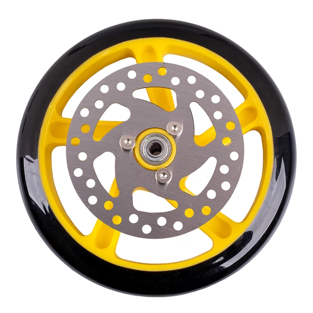 Náhradní kolo s brzdovým diskem na koloběžku Discola 200x30mm - žlutá