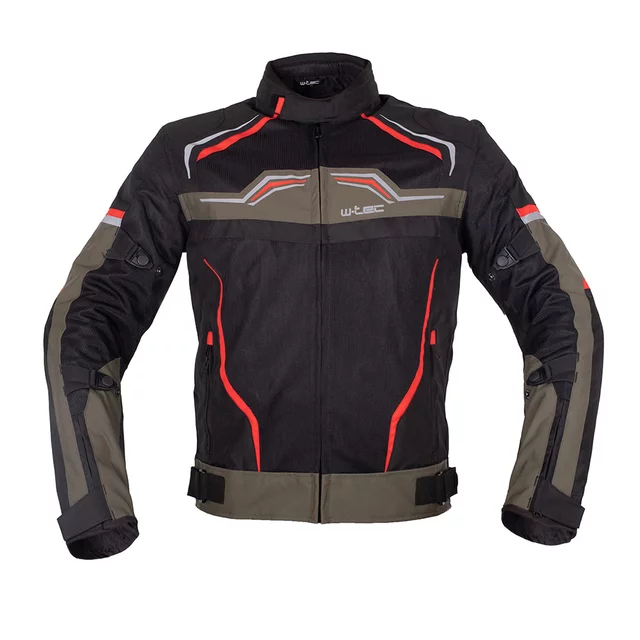 Letní moto bunda W-TEC Rovin - černo-zeleno-červená - černo-zeleno-červená