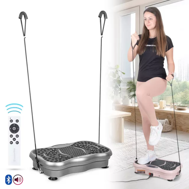 Platforma wibracyjna z linkami, głośnikiem, bluetooth inSPORTline Maviro - róża - Grafitowy