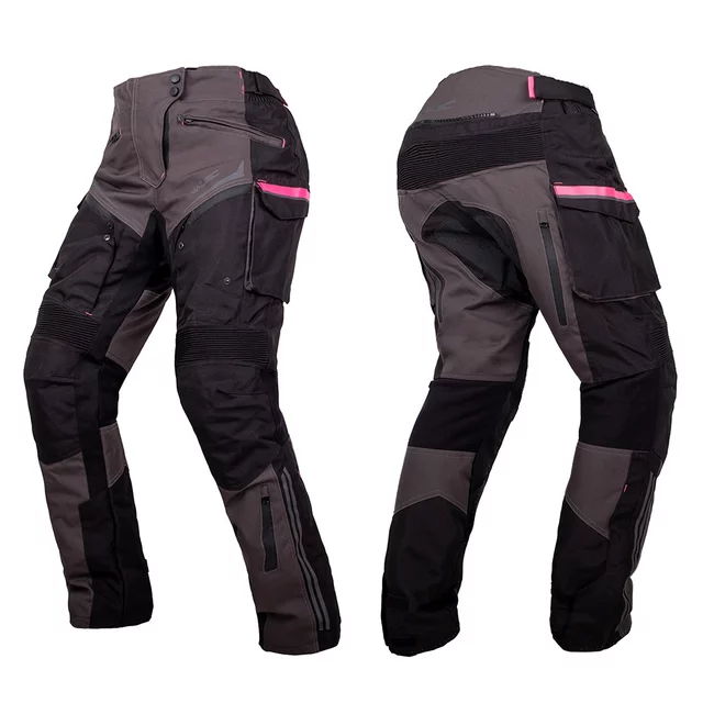 Dámské moto kalhoty W-TEC Barbata - černo-šedo-růžová - černo-šedo-růžová