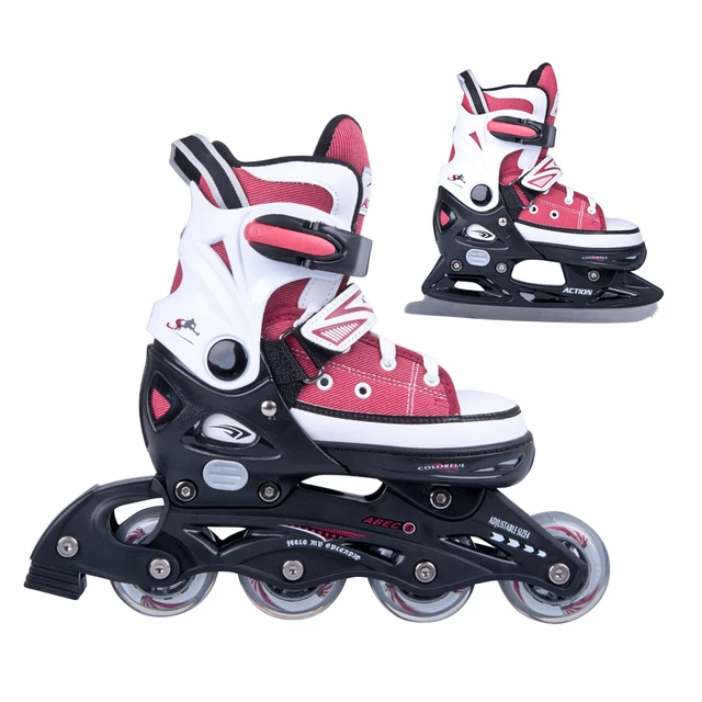 Girls Skates 2in1 Action Gondo Red - XS(29-32)