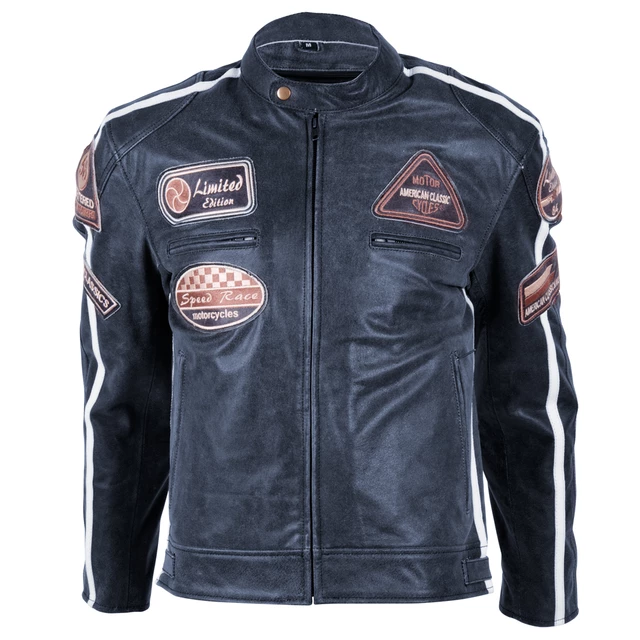 BOS 2058 Navy Herren Leder Motorradjacke - Dark Navy - Dark Navy