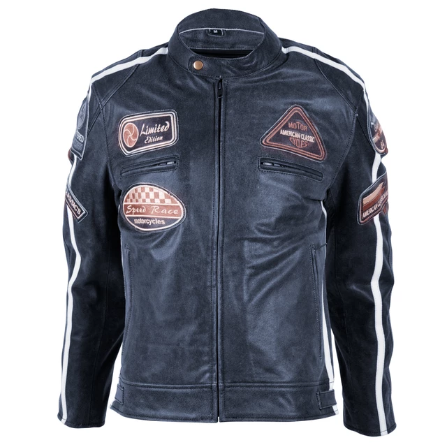 Women's Leather Motorcycle Jacket BOS 2058 Lady Navy - Dark Navy