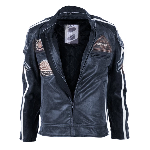 Women's Leather Motorcycle Jacket BOS 2058 Lady Navy - Dark Navy