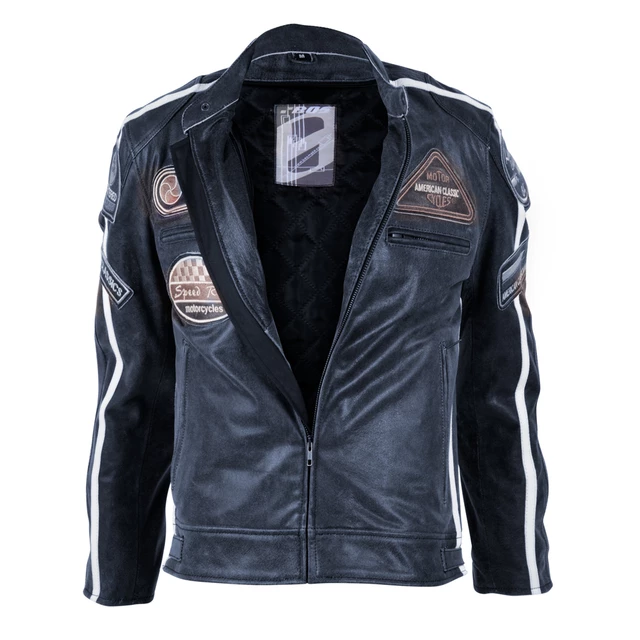 Women's Leather Motorcycle Jacket BOS 2058 Lady Navy