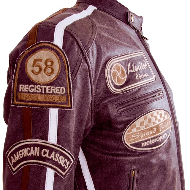 Kožená moto bunda BOS 2058 Mahagon