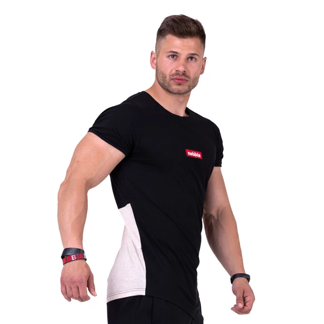Męska koszulka fitness Nebbia Red Label V-typical 142 - Black-Light Brown