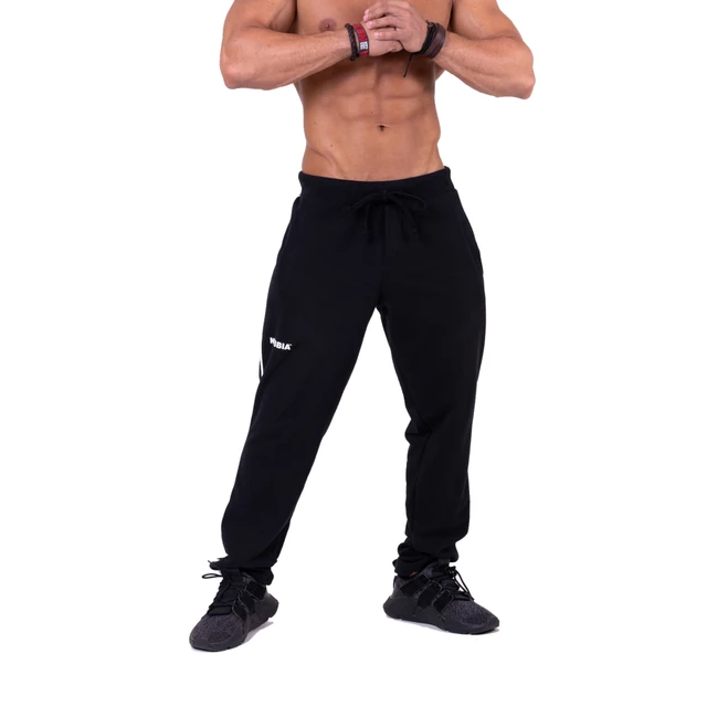 Nebbia Side Stripe Retro Joggers 154 Herren Sporthose - schwarz