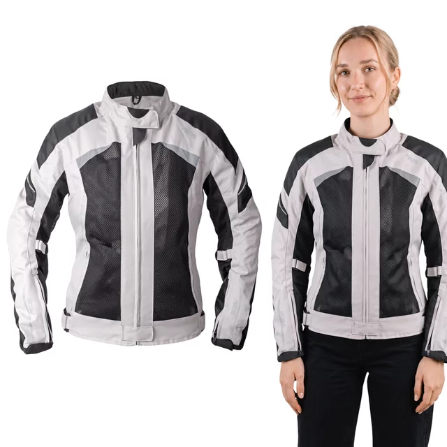 Dámská letní textilní moto bunda BOS Aylin - Black - Silver Grey