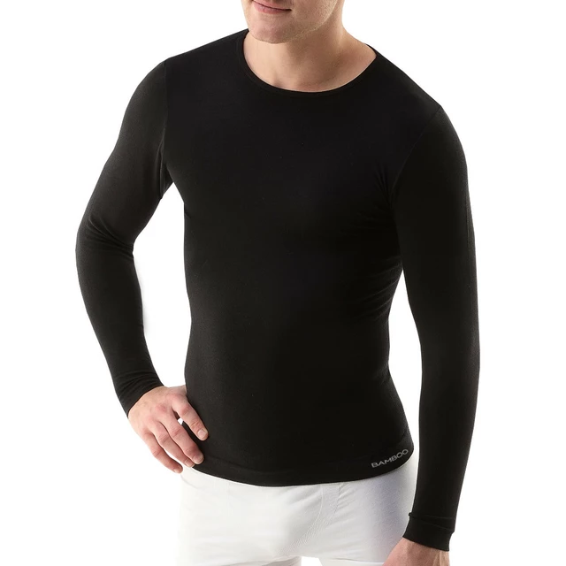 Men’s Long Sleeved T-Shirt EcoBamboo - White, L/XL - Black